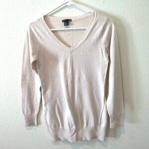 H & M Women's Knit V-Neck Sweater Long Sleeves  Beige   Size: S